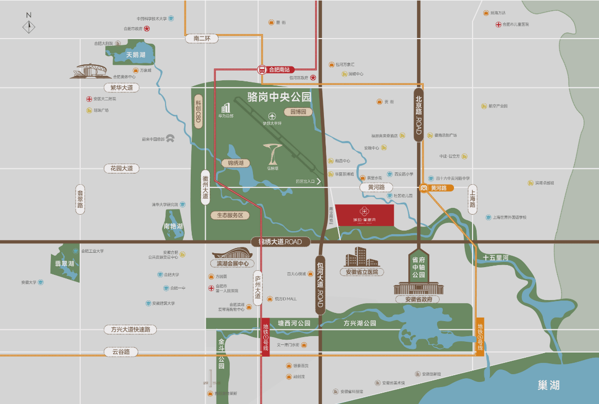 名校环伺 商业医疗配套完备 环境优异！低首付！不朽情缘首页今日发布！中央公园琥珀星樾湾周边(图3)